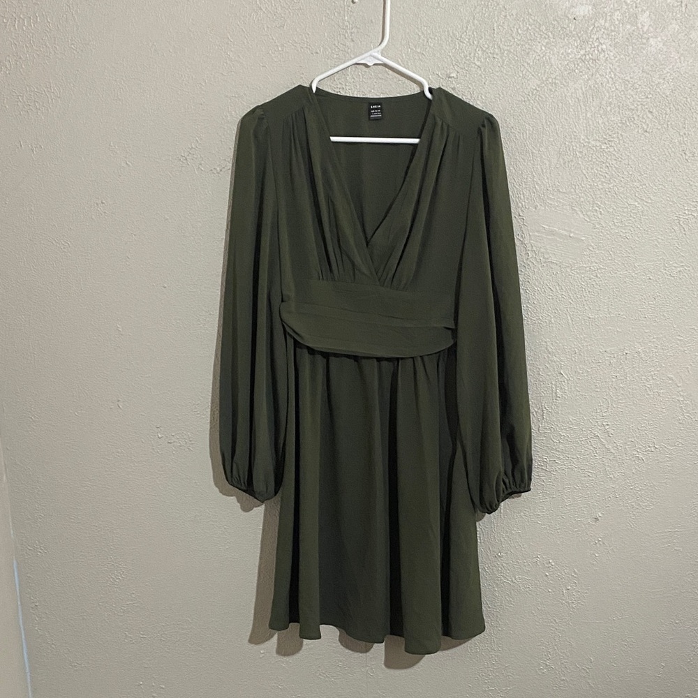 SHEIN Deep Green Long Sleeve Dress